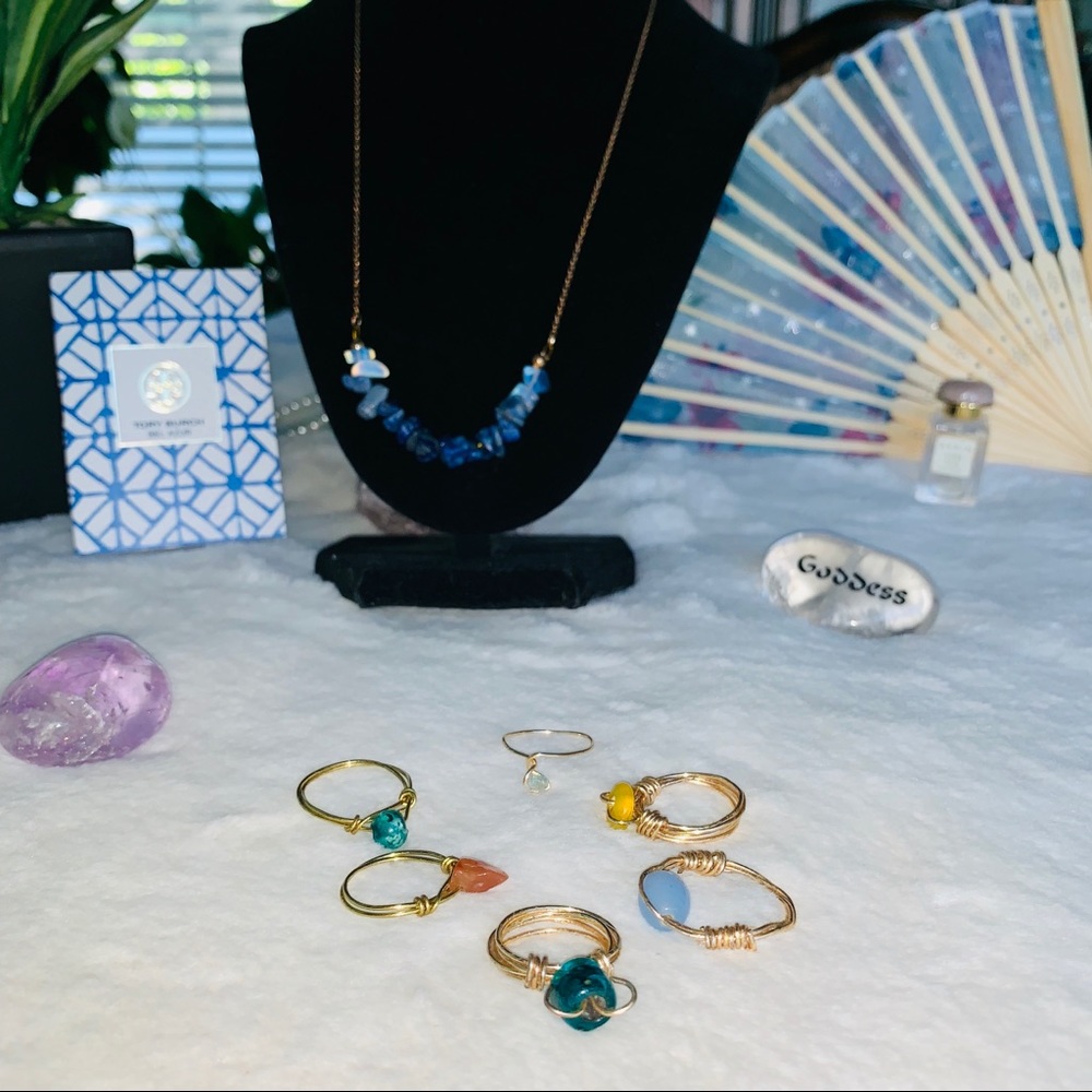 ❗️SOLD❗️ Handmade Gold Copper Wire Bead/Stone Rings